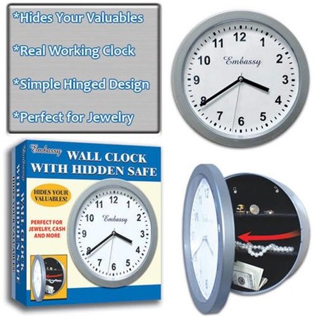 POKER Wall Clock with Hidden Safe - 10 inches by 10 inches 82-4985